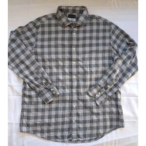 Thomas Dean‎ Men's Work Shirt Large Grey Checked  XXL Button Down Heavy Flannel